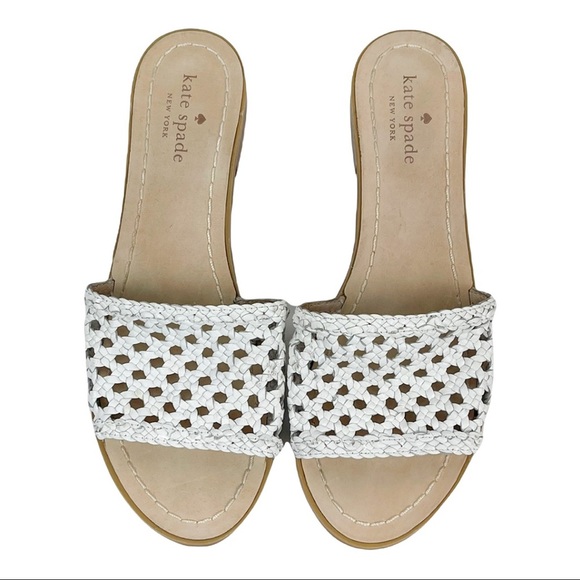 kate spade Shoes - KATE Spade Berlin Woven Leather Flat Sandals White Size 7.5